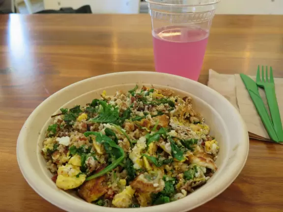 Cool area with coffee shops, cafes, and unique shops.