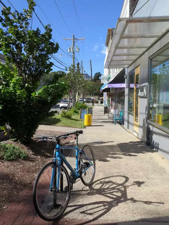 Cool area with coffee shops, cafes, and unique shops.