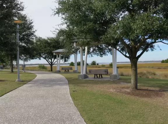 Drive over the gorgeous bridge. Then picnic on the huge lawn and playground, and walk the pier.