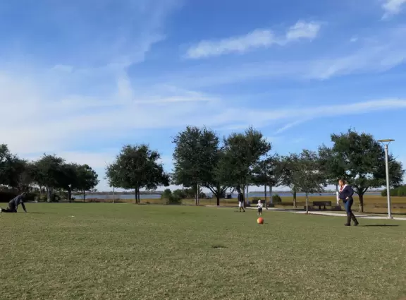 Drive over the gorgeous bridge. Then picnic on the huge lawn and playground, and walk the pier.