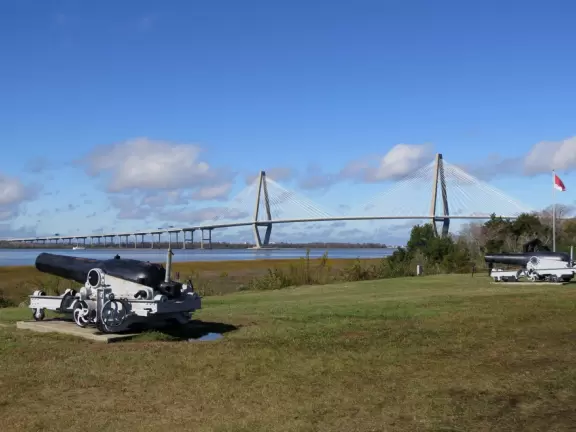 Beautiful bright harbor views from this huge aircraft carrier!