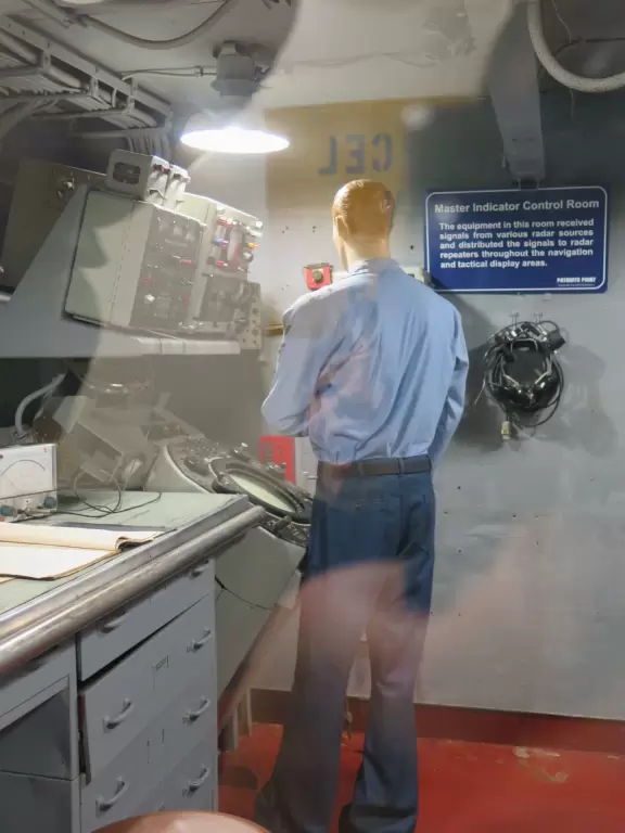 Beautiful bright harbor views from this huge aircraft carrier!