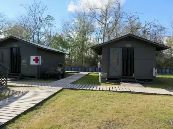 Beautiful bright harbor views from this huge aircraft carrier!
