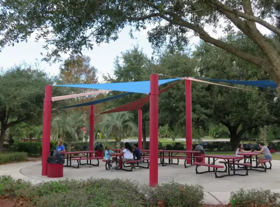 Three-story playground with huge tunnel slides.