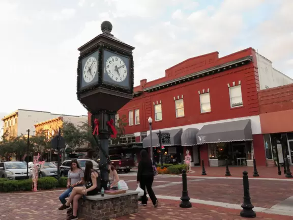 Cute town on Lake Monroe, with a lively main strip.
