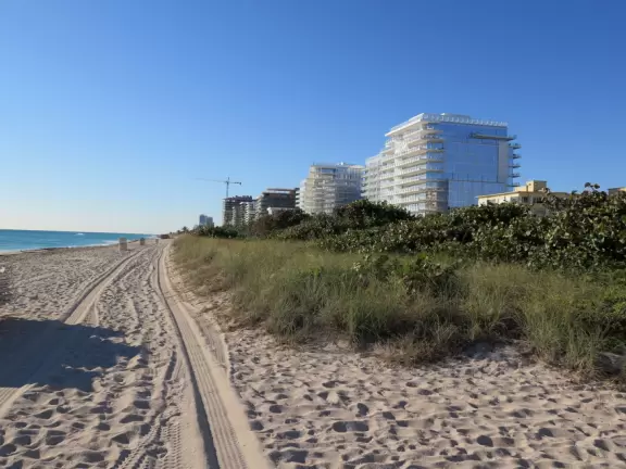 Fairly empty beach north of the action.