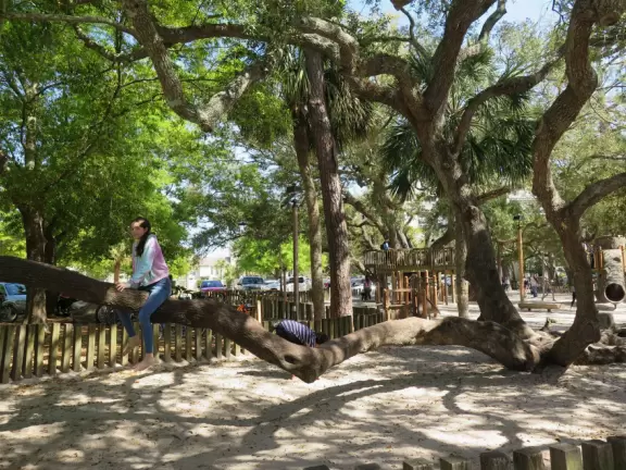 Small lighthouse, imaginative playground, yacht basin, waterfront restaurants, pier with nice views of the sound.