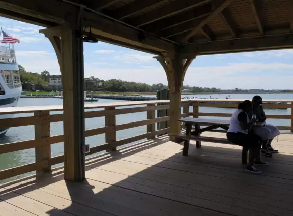 Small lighthouse, imaginative playground, yacht basin, waterfront restaurants, pier with nice views of the sound.