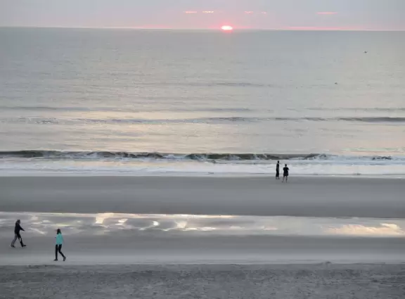 Fun place for kids to play in the little sand pools at the water's edge.