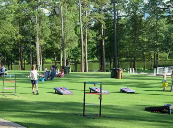 Concerts under the stars with tall pines reaching to the sky.