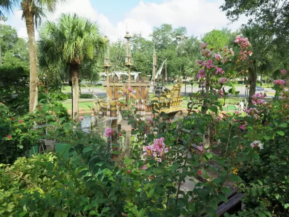 Beautiful mini golf with waterfalls, caves, pirate ship, tropical landscaping, and lots of shade.