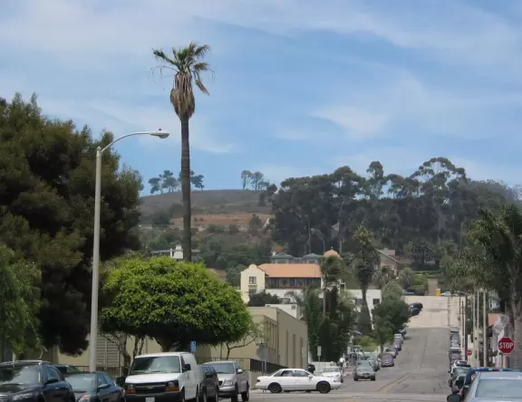 Gorgeous park with new playground, pagoda, cannon, and views of the eucalyptus-covered hills that back Ventura.