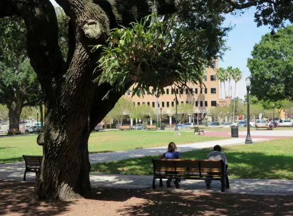 College town with pretty lakes and rich cultural offerings.
