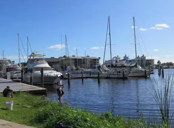 Pretty marina area where you can see manatees.