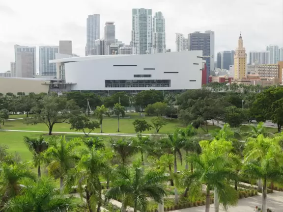 Amazing science center with aquarium, engineering lab, mirror maze, health displays, flight room, and gorgeous architecture and views.