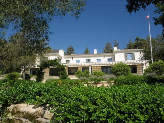 The grounds of Westmont College are wooded and beautiful.