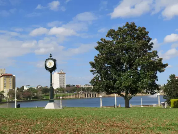 Lovely area with awesome playground, garden, and lake promenade.