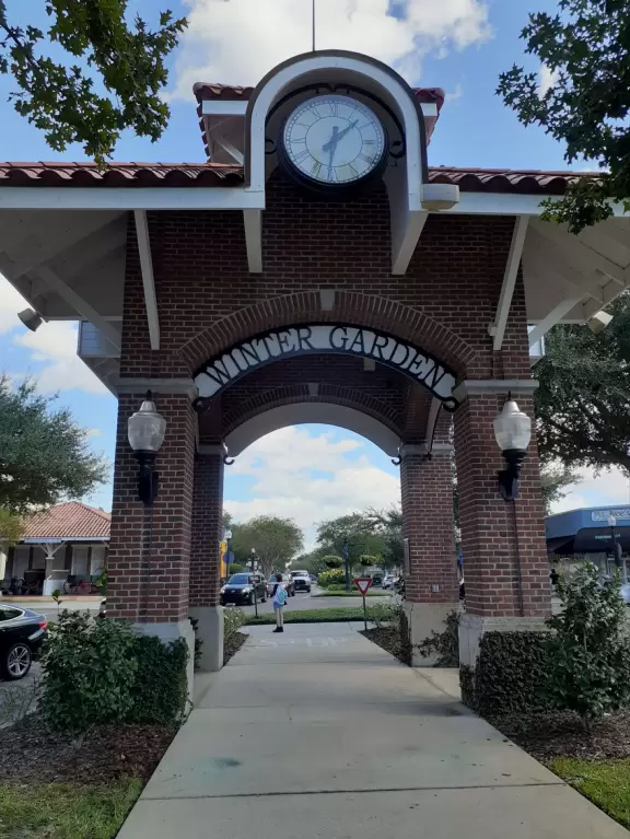 A cute main strip with restaurants, a bike path, and a splash pad.