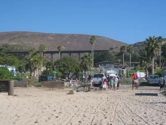 A wild, pretty beach with a great playground and snack shop.