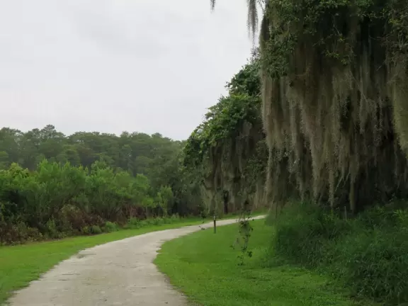 Cute collection of historic buildings, plus miles of walking trails by the creek.