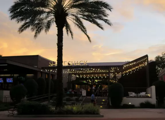 Touristy, buzzing area with restaurants and attractions.