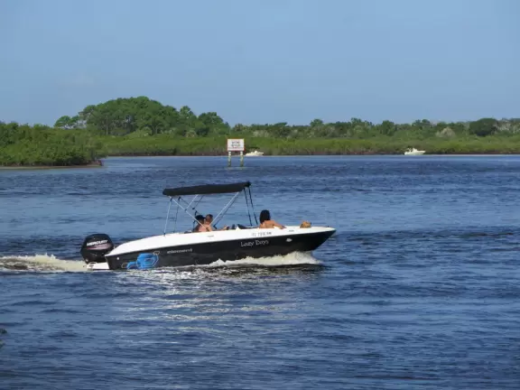 Small marina with docks on the inlet.