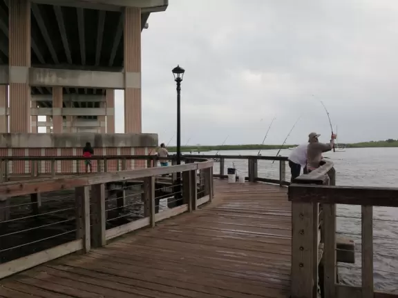 Lovely spot on the river, with shade under the overpass, a gorgeous playground, and an interesting Greek pavilion with history plaques and stained glass.