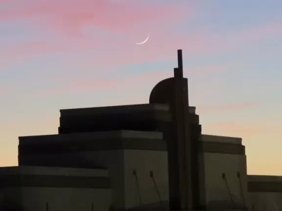 Walk along Celebration Blvd at sunset, enjoying the Art Deco buildings.