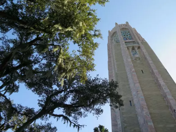 World-class garden with pink marble tower on a pond, giant lily pads, views from up high, and a magical wooded children's area.