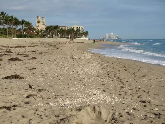 Quiet beach, popular with surfers.