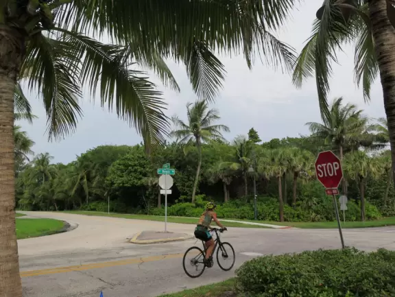 Beach with technicolor blue-green water sometimes, and a huge shady picnic pavilion where neighbors gather to watch the water, on beautiful Jupiter Island.