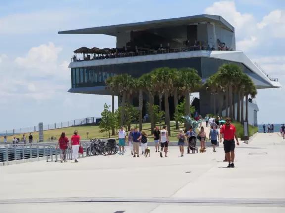 Amazing new development with gorgeous modern buildings, cafes, an incredible playground, and interesting lights at night.