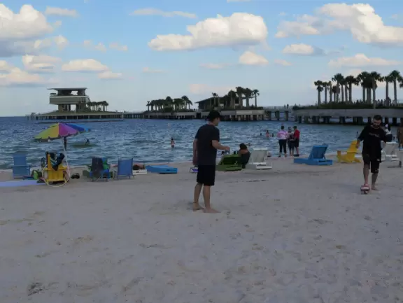 Amazing new development with gorgeous modern buildings, cafes, an incredible playground, and interesting lights at night.
