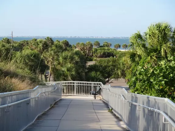 Beautiful beach, long pier, and mortar battery that used to defend the fort.
