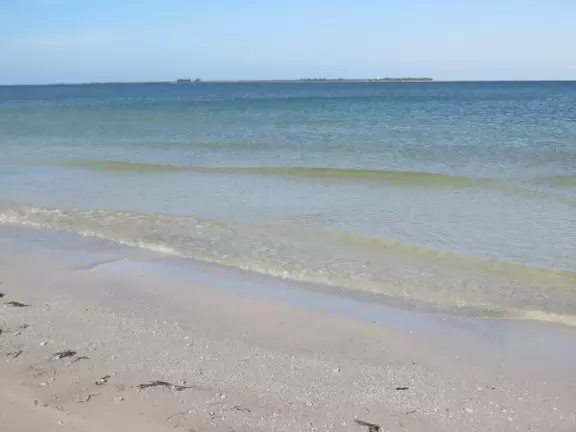 Beautiful beach, long pier, and mortar battery that used to defend the fort.
