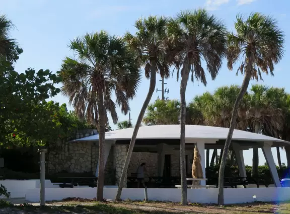 Beautiful beach, long pier, and mortar battery that used to defend the fort.