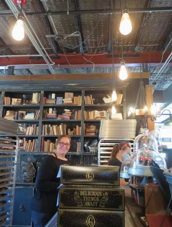 Cute cafes along the main road, in a strip mall and also in a public market.