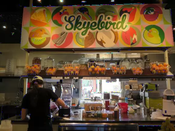 Cute cafes along the main road, in a strip mall and also in a public market.