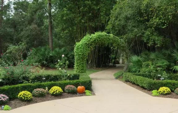 Beautiful garden with many little spots to explore such as a cactus garden, butterfly garden, pond, and beautiful indoor pavilion with gift shop and stained glass windows.