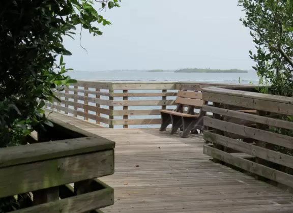 Beautiful park with wooden boardwalks jutting into the intracoastal, nature trail, and beach.