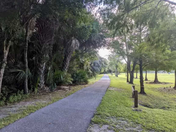 Large playground with sand floor and huge shade canopy, plus hike through a jungle paradise!
