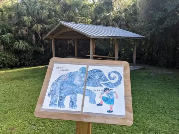 Large playground with sand floor and huge shade canopy, plus hike through a jungle paradise!