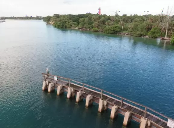 Beautiful place to look down on crystal clear water and rocks.