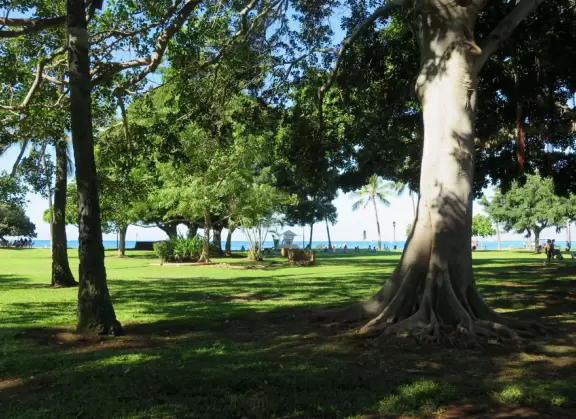 It's wonderful to walk along the oceanfront watching the waves crash against the boardwalk, in a parklike setting also called San Souci State Recreational Park.