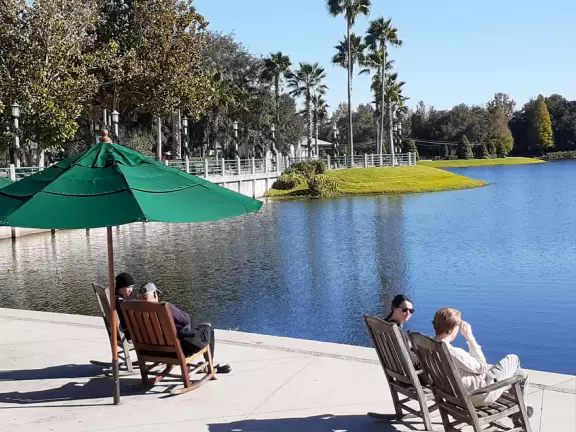 Fantastic shady walk past three lakes, mansions, wildlife, and Celebration Town Center.