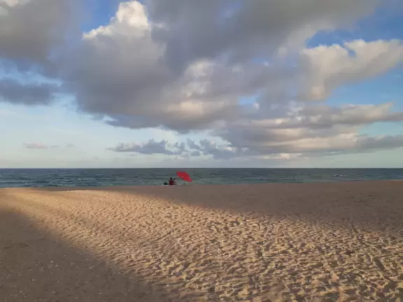 Quiet beach, popular with surfers.