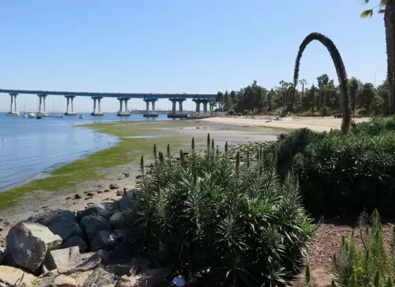 Cheerful playground along the water and the Bayshore Bike Path.