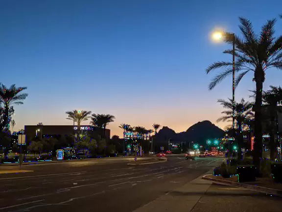 Historic resort with Wright-esque architecture and delightful sprite sculptures.