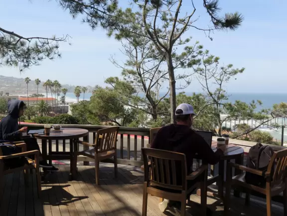 Gorgeous spot on the UC San Diego campus with pier, beach, park overlooking the beach, cafe, and coffee shop.