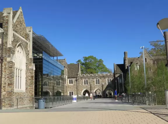 Gorgeous Gothic architecture, impressive chapel, and cute patios under leafy trees.